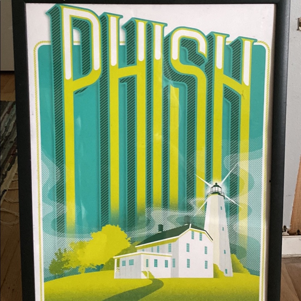 ORIGINAL SIGNED PHISH POSTER FROM NJ CONCERT WITH SANDY HOOK LIGHTHOUSE
